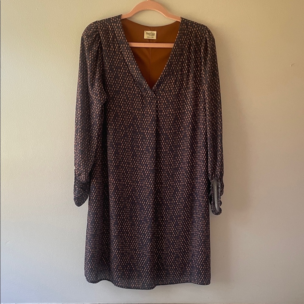 Peach Love California Long Sleeve Dress - Black and Brown Pattern